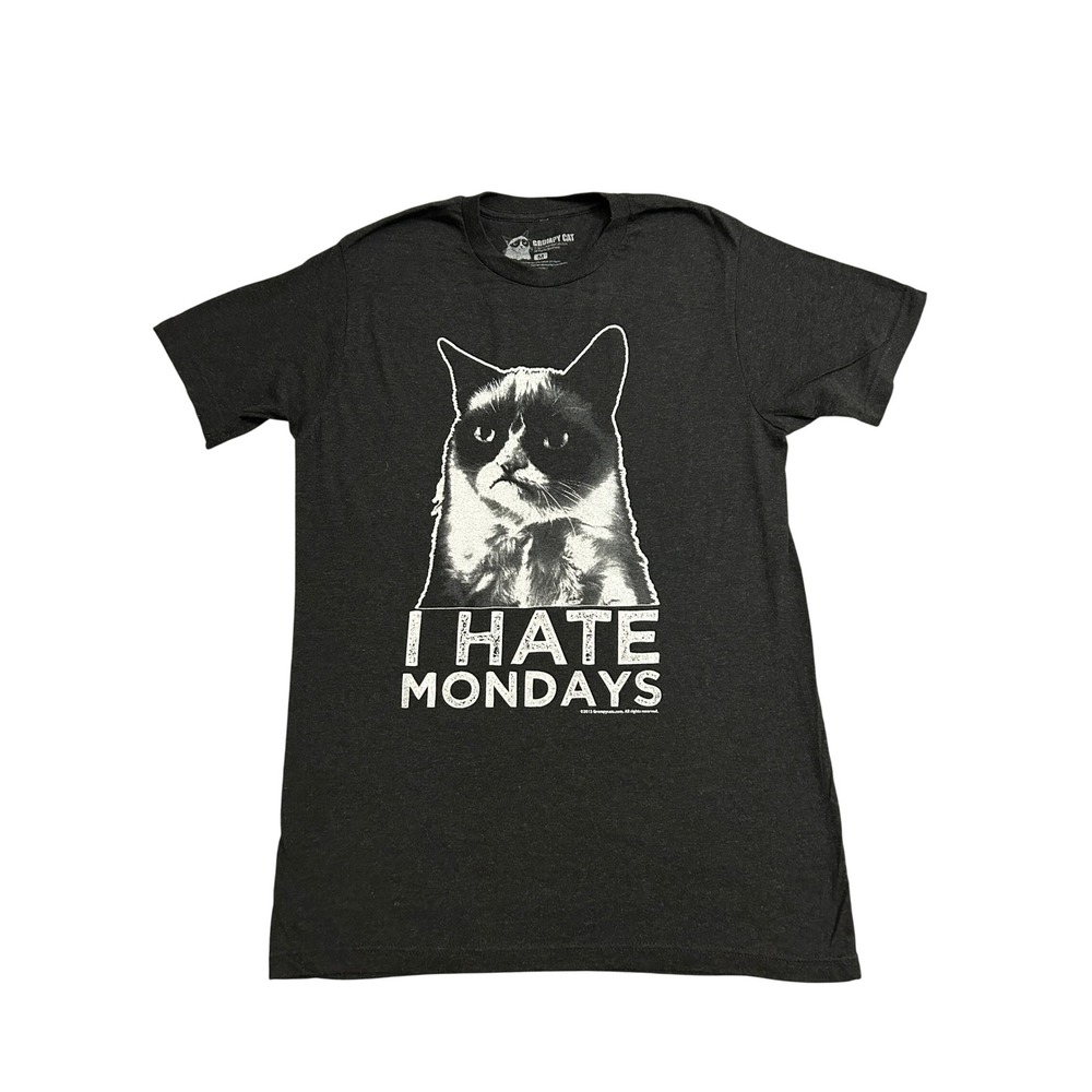 Grumpy Cat T-Shirt Mens Medium Black I Hate Mondays Graphic Tee Excellent
